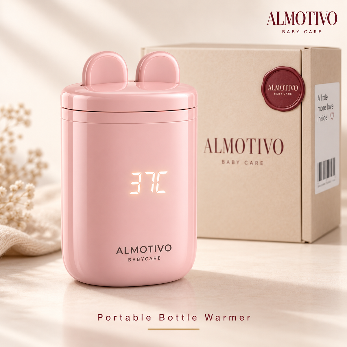 Almotivo Baby Care - Flessenwarmer Onderweg - Flessenverwarmer Baby – Draadloos, Draagbaar, 13.200mAh