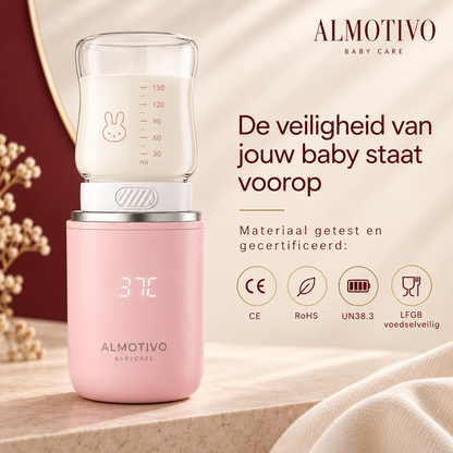 Almotivo Baby Care - Flessenwarmer Onderweg - Flessenverwarmer Baby – Draadloos, Draagbaar, 13.200mAh