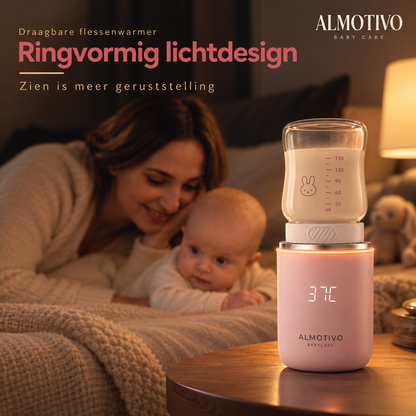 Almotivo Baby Care - Flessenwarmer Onderweg - Flessenverwarmer Baby – Draadloos, Draagbaar, 13.200mAh